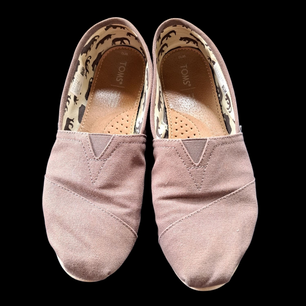 TOMS Brown Canvas Flats with Elastic Goring